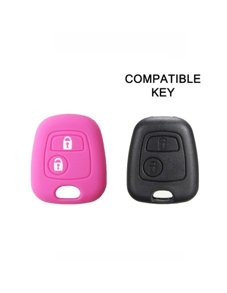 Guscio in Silicone Cover Chiave per Telecomando Citroen C1 C2 C3 C5 e Peugeot 103 106 107 206 207 307 308 406 407 508 806 1007 Portachiave Rosa