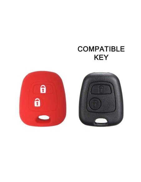 Guscio in Silicone Cover Chiave per Telecomando Citroen C1 C2 C3 C5 e Peugeot 103 106 107 206 207 307 308 406 407 508 806 1007 Portachiave Rosso