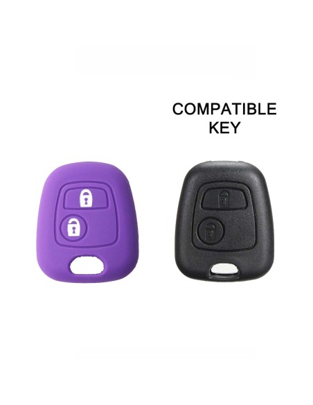 Guscio in Silicone Cover Chiave per Telecomando Citroen C1 C2 C3 C5 e Peugeot 103 106 107 206 207 307 308 406 407 508 806 1007 Portachiave Viola