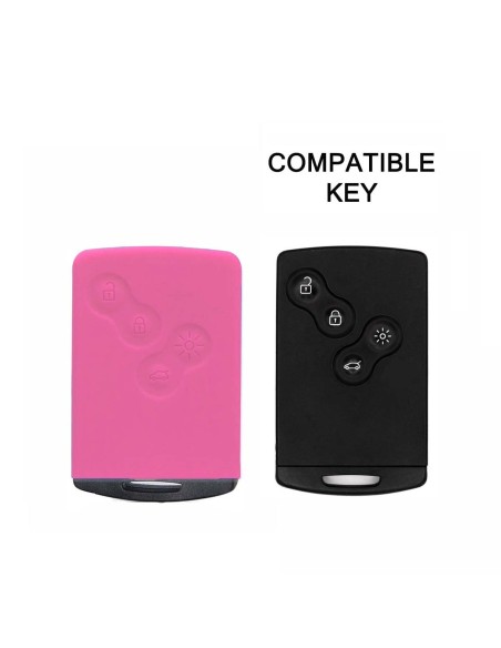 Guscio Silicone Cover Chiave per Telecomando Renault Portachiave Rosa Clio Captur Scenic Twingo Escape Laguna Megane Koleos