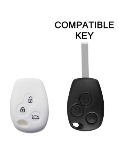 Guscio in Silicone Cover Chiave Telecomando Renault Portachiave Bianco 3 Tasti Clio Twingo Megane Modus Kangoo Master Espace Scenic