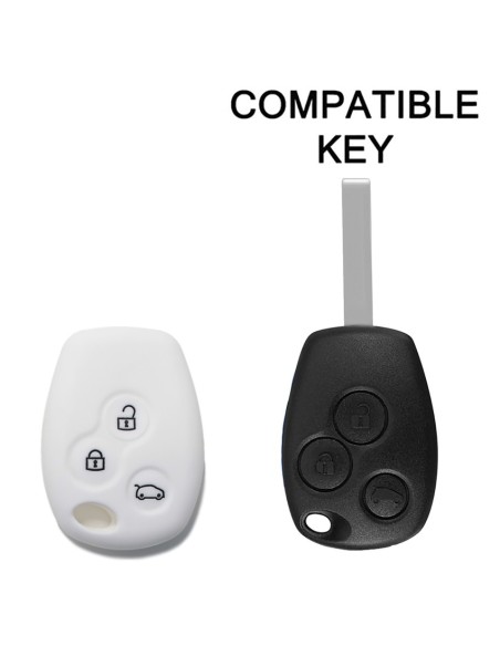 Guscio in Silicone Cover Chiave Telecomando Renault Portachiave Bianco 3 Tasti Clio Twingo Megane Modus Kangoo Master Espace Scenic