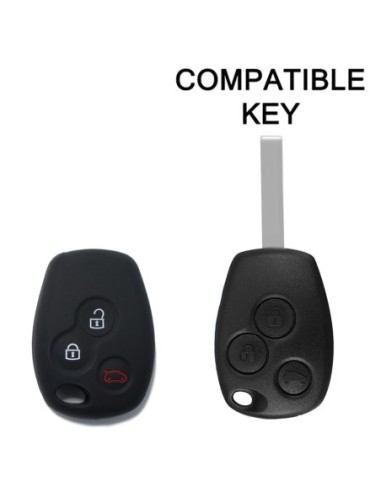 Guscio Silicone Cover per Chiave Telecomando Renault Portachiave Nero 3 Tasti Clio Twingo Megane Modus Kangoo Master Espace Scenic