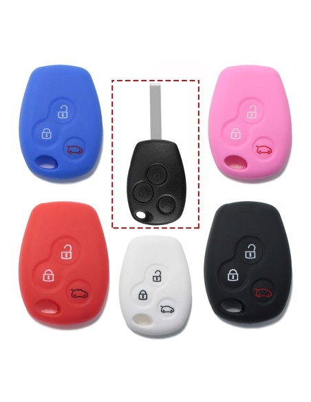 Guscio Silicone Cover per Chiave Telecomando Renault Portachiave Nero 3 Tasti Clio Twingo Megane Modus Kangoo Master Espace Scenic