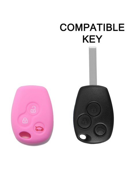 Guscio Silicone Cover per Chiave Telecomando Renault Portachiave Rosa 3 Tasti Clio Twingo Megane Modus Kangoo Master Espace Scenic