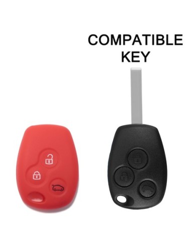 Guscio Silicone Cover per Chiave Telecomando Renault Portachiave Rosso 3 Tasti Clio Twingo Megane Modus Kangoo Master Espace Scenic
