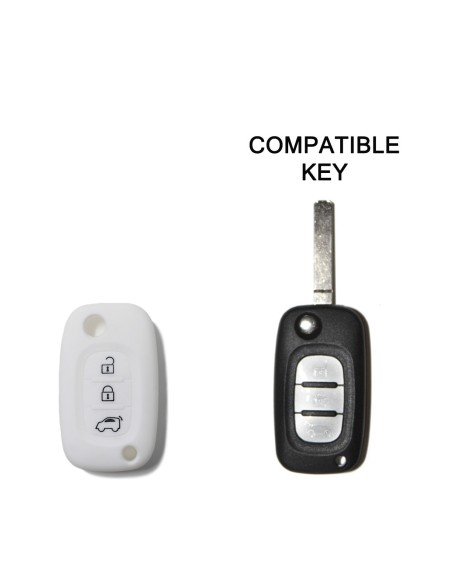 Guscio in Silicone Cover Chiave per Telecomando Mercedes Benz Smart ForTwo ForFour 453 Portachiave Bianco