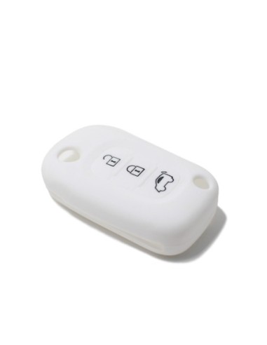 Guscio in Silicone Cover Chiave per Telecomando Mercedes Benz Smart ForTwo ForFour 453 Portachiave Bianco