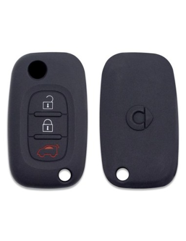 Guscio in Silicone Cover Chiave Mercedes Benz Smart ForTwo ForFour 453 Portachiavi Telecomando 3 Tasti Nero
