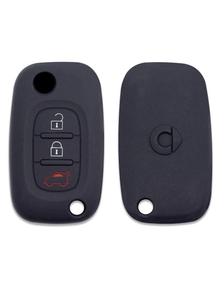 Guscio in Silicone Cover Chiave Mercedes Benz Smart ForTwo ForFour 453 Portachiavi Telecomando 3 Tasti Nero