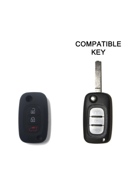 Guscio in Silicone Cover Chiave Mercedes Benz Smart ForTwo ForFour 453 Portachiavi Telecomando 3 Tasti Nero