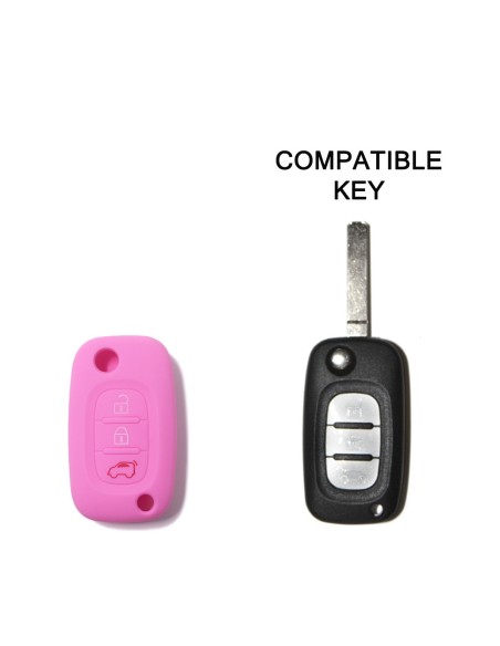 Guscio in Silicone Cover Chiave Mercedes Benz Smart ForTwo ForFour 453 Portachiavi Telecomando 3 Tasti Rosa