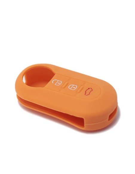 Guscio in Silicone Cover Chiave per Telecomando Fiat Grande Punto Evo Panda Bravo Stilo 500 L e Lancia Y Delta Musa Portachiave Arancione