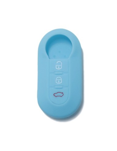 Guscio in Silicone Cover Chiave per Telecomando Fiat Grande Punto Evo Panda Bravo Stilo 500 L e Lancia Y Delta Musa Portachiave Azzurro