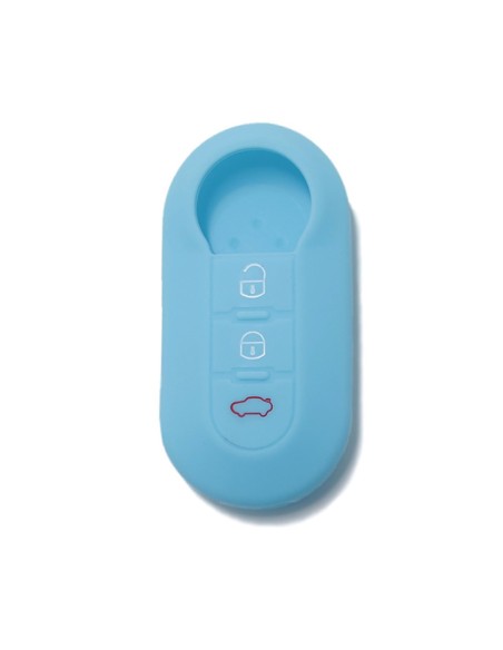 Guscio in Silicone Cover Chiave per Telecomando Fiat Grande Punto Evo Panda Bravo Stilo 500 L e Lancia Y Delta Musa Portachiave Azzurro