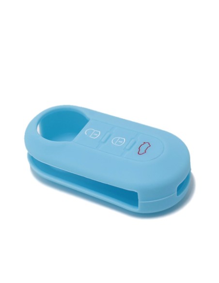 Guscio in Silicone Cover Chiave per Telecomando Fiat Grande Punto Evo Panda Bravo Stilo 500 L e Lancia Y Delta Musa Portachiave Azzurro