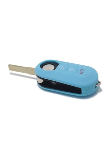 Guscio in Silicone Cover Chiave per Telecomando Fiat Grande Punto Evo Panda Bravo Stilo 500 L e Lancia Y Delta Musa Portachiave Azzurro