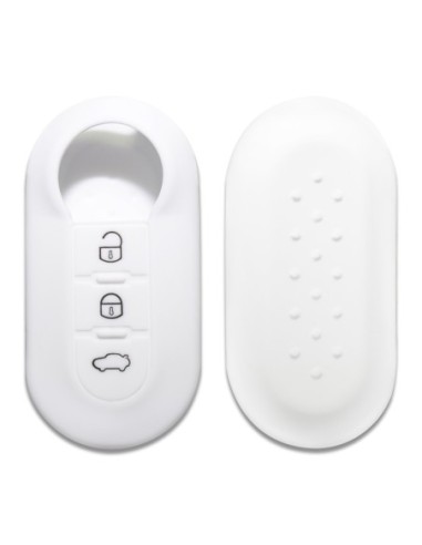 Guscio in Silicone Cover Chiave per Telecomando Fiat Grande Punto Evo Panda Bravo Stilo 500 L e Lancia Y Delta Musa Portachiave Bianco