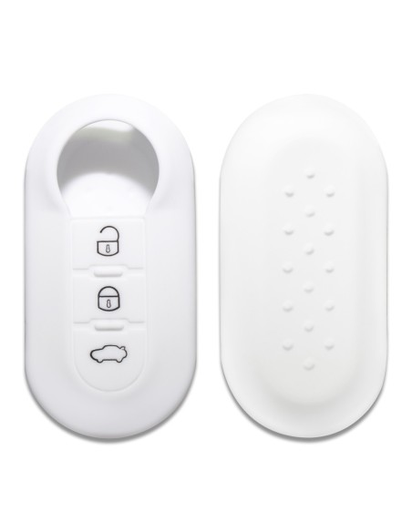 Guscio in Silicone Cover Chiave per Telecomando Fiat Grande Punto Evo Panda Bravo Stilo 500 L e Lancia Y Delta Musa Portachiave Bianco