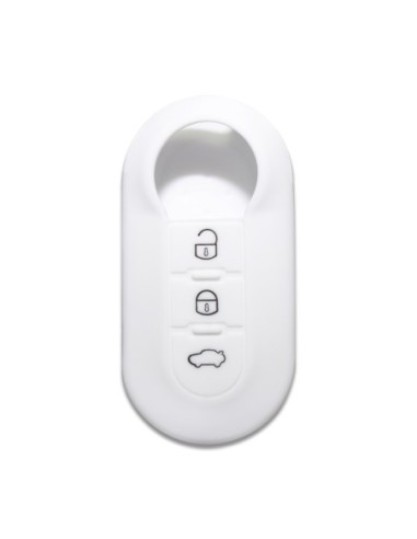 Guscio in Silicone Cover Chiave per Telecomando Fiat Grande Punto Evo Panda Bravo Stilo 500 L e Lancia Y Delta Musa Portachiave Bianco