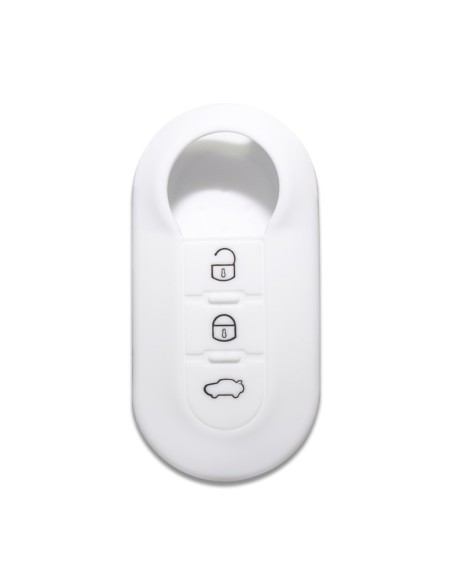 Guscio in Silicone Cover Chiave per Telecomando Fiat Grande Punto Evo Panda Bravo Stilo 500 L e Lancia Y Delta Musa Portachiave Bianco