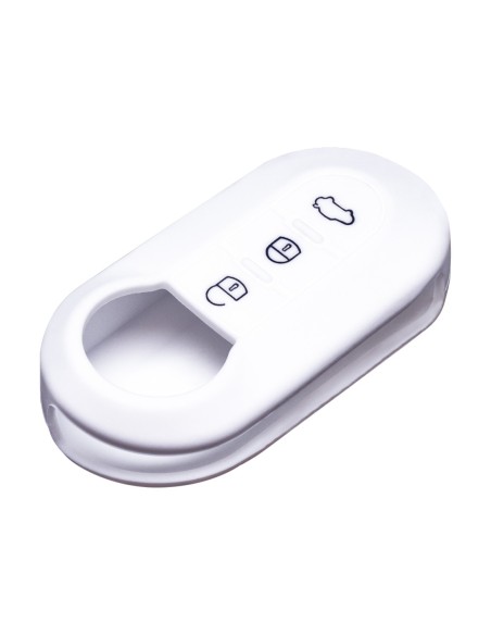 Guscio in Silicone Cover Chiave per Telecomando Fiat Grande Punto Evo Panda Bravo Stilo 500 L e Lancia Y Delta Musa Portachiave Bianco