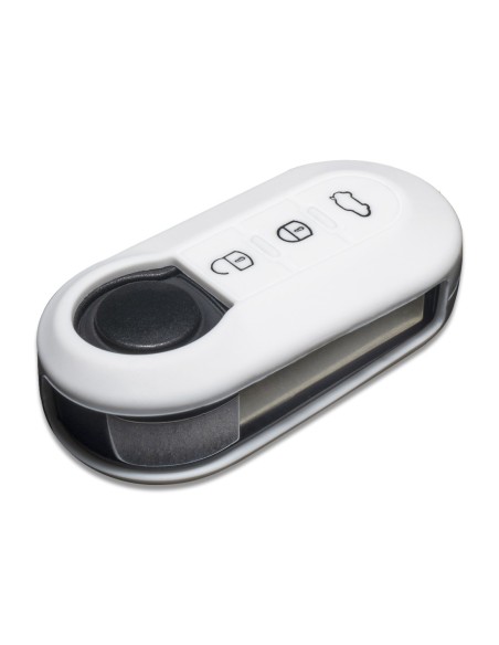Guscio in Silicone Cover Chiave per Telecomando Fiat Grande Punto Evo Panda Bravo Stilo 500 L e Lancia Y Delta Musa Portachiave Bianco