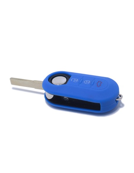 Guscio in Silicone Cover Chiave per Telecomando Fiat Grande Punto Evo Panda Bravo Stilo 500 L e Lancia Y Delta Musa Portachiave Blu