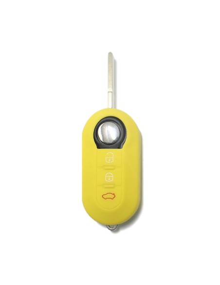 Guscio in Silicone Cover Chiave per Telecomando Fiat Grande Punto Evo Panda Bravo Stilo 500 L e Lancia Y Delta Musa Portachiave Giallo