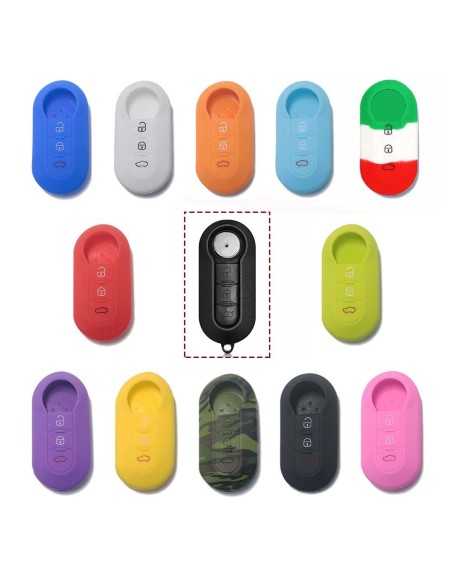 Guscio in Silicone Cover Chiave per Telecomando Fiat Grande Punto Evo Panda Bravo Stilo 500 L e Lancia Y Delta Musa Portachiave Italia
