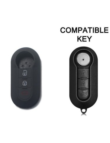 Cover Chiave per Fiat 500 Punto e Lancia, Copri Telecomando per Auto in Silicone Nero
