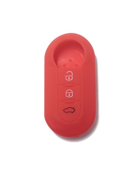 Guscio in Silicone Cover Chiave per Telecomando Fiat Grande Punto Evo Panda Bravo Stilo 500 L e Lancia Y Delta Musa Portachiave Rosso