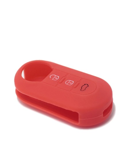 Guscio in Silicone Cover Chiave per Telecomando Fiat Grande Punto Evo Panda Bravo Stilo 500 L e Lancia Y Delta Musa Portachiave Rosso