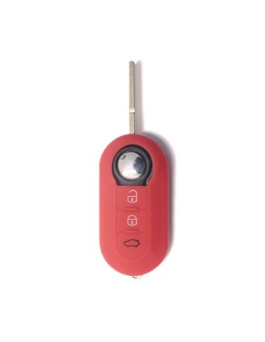 Guscio in Silicone Cover Chiave per Telecomando Fiat Grande Punto Evo Panda Bravo Stilo 500 L e Lancia Y Delta Musa Portachiave Rosso