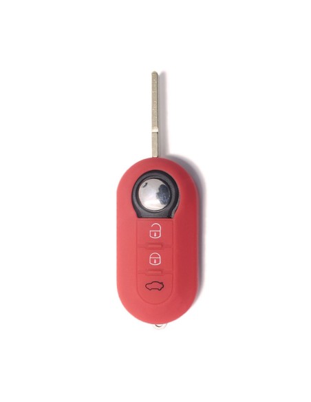 Guscio in Silicone Cover Chiave per Telecomando Fiat Grande Punto Evo Panda Bravo Stilo 500 L e Lancia Y Delta Musa Portachiave Rosso
