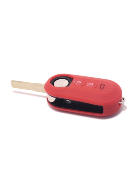 Guscio in Silicone Cover Chiave per Telecomando Fiat Grande Punto Evo Panda Bravo Stilo 500 L e Lancia Y Delta Musa Portachiave Rosso