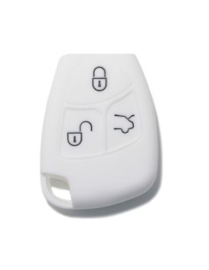 Guscio in Silicone Cover Chiave Telecomando 3 Tasti Mercedes Benz Classe A B C E S CL ML CLK CLS SLK Portachiave Bianco