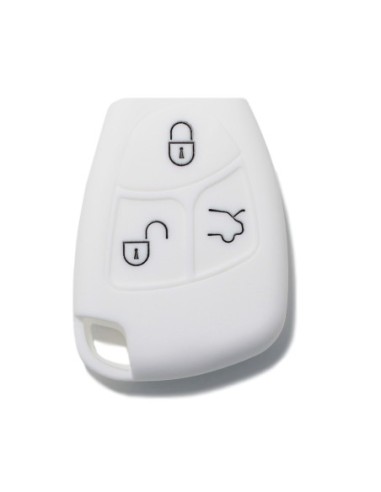 Guscio in Silicone Cover Chiave Telecomando 3 Tasti Mercedes Benz Classe A B C E S CL ML CLK CLS SLK Portachiave Bianco