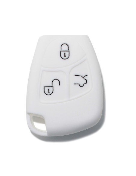 Guscio in Silicone Cover Chiave Telecomando 3 Tasti Mercedes Benz Classe A B C E S CL ML CLK CLS SLK Portachiave Bianco