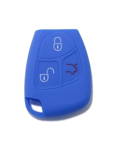 Guscio in Silicone Cover Chiave Telecomando 3 Tasti Mercedes Benz Classe A B C E S CL ML CLK CLS SLK Portachiave Blu