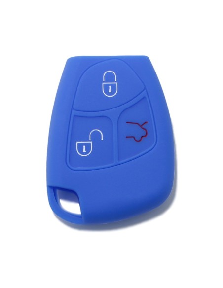 Guscio in Silicone Cover Chiave Telecomando 3 Tasti Mercedes Benz Classe A B C E S CL ML CLK CLS SLK Portachiave Blu