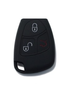 Guscio in Silicone Cover Chiave Telecomando 3 Tasti Mercedes Benz Classe A B C E S CL ML CLK CLS SLK Portachiave Nero
