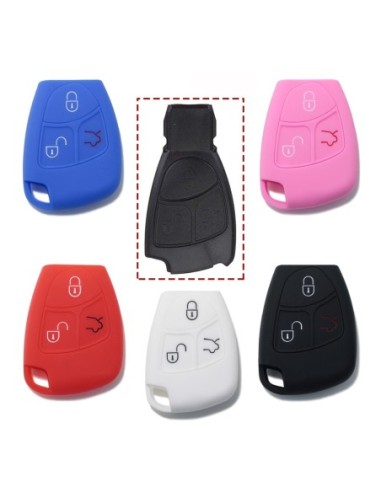 Guscio in Silicone Cover Chiave Telecomando 3 Tasti Mercedes Benz Classe A B C E S CL ML CLK CLS SLK Portachiave Nero