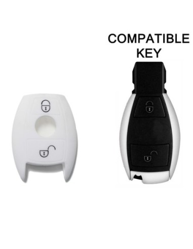 Guscio in Silicone Cover Chiave per Telecomando Mercedes Benz 2 Tasti Bianco A B C E S V W R CL ML CLK W176 W204 W211 W245 A203