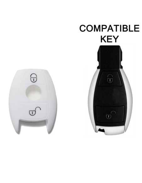 Guscio in Silicone Cover Chiave per Telecomando Mercedes Benz 2 Tasti Bianco A B C E S V W R CL ML CLK W176 W204 W211 W245 A203