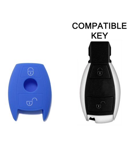 Guscio in Silicone Cover Chiave per Telecomando Mercedes Benz 2 Tasti Blu A B C E S V W R CL ML CLK W176 W204 W211 W245 A203