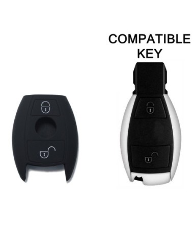 Guscio in Silicone Cover Chiave per Telecomando Mercedes Benz 2 Tasti Nero A B C E S V W R CL ML CLK W176 W204 W211 W245 A203
