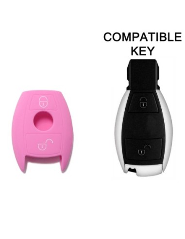Guscio in Silicone Cover Chiave per Telecomando Mercedes Benz 2 Tasti Rosa A B C E S V W R CL ML CLK W176 W204 W211 W245 A203