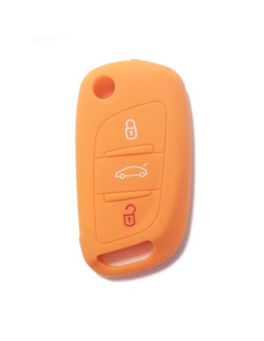 Guscio in Silicone Cover Chiave per Telecomando Citroen DS3 DS4 DS5 DS6 C2 C3 C4 C5 C8 Jumper Jumpy Berlingo Saxo Picasso Portachiave Arancione