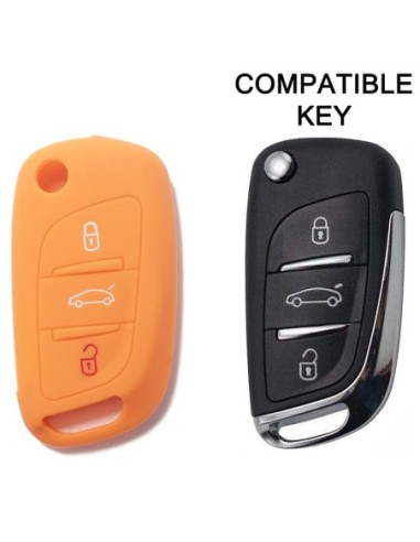 Guscio in Silicone Cover Chiave per Telecomando Citroen DS3 DS4 DS5 DS6 C2 C3 C4 C5 C8 Jumper Jumpy Berlingo Saxo Picasso Portachiave Arancione